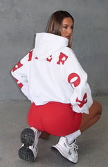 Serving Up Cropped Hoodie Grey Marle