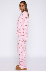 Pillow Talk Printed Long Sleeve Pyjama Set Candy Breakfast