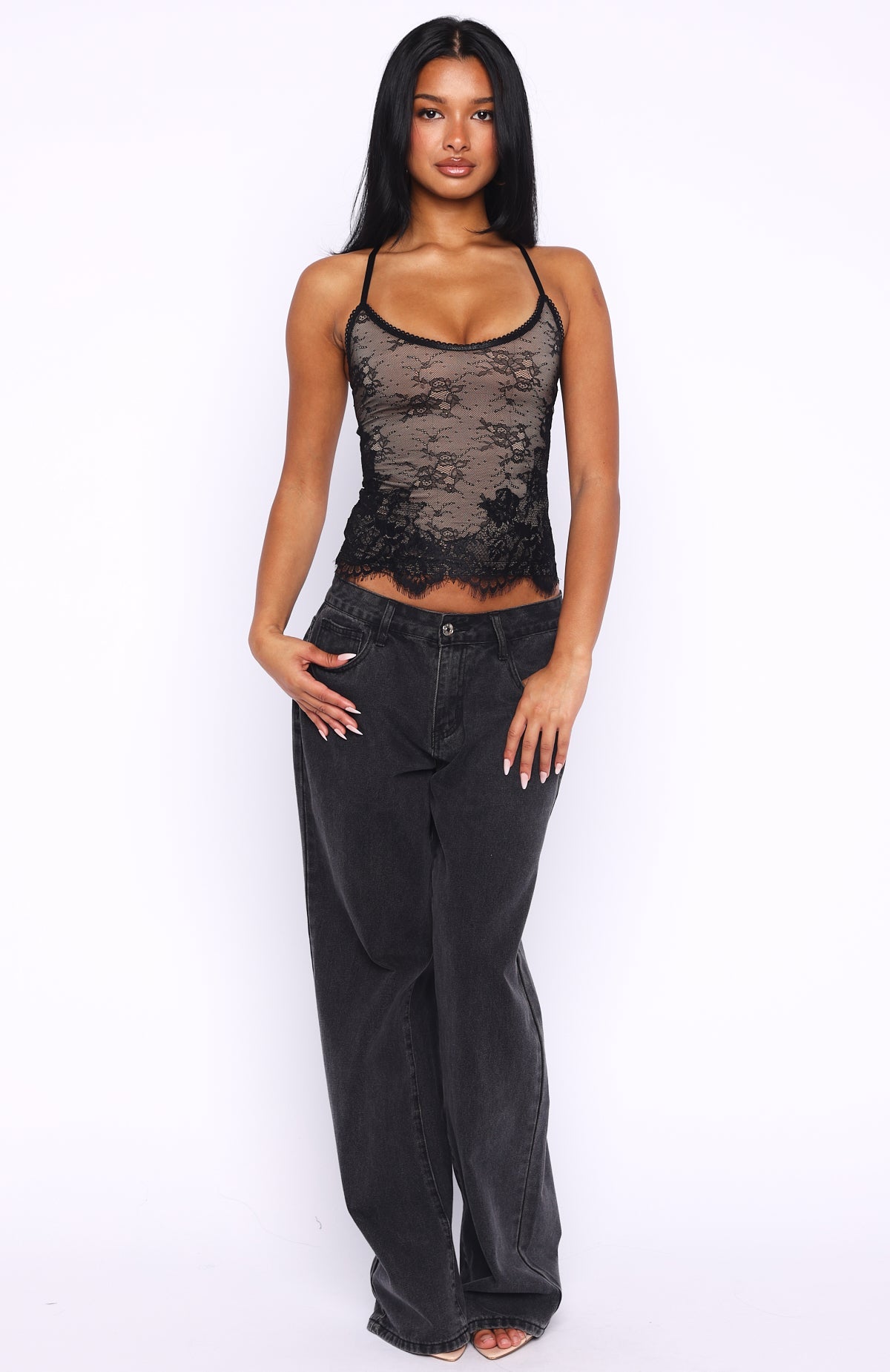 You Came Back Lace Top Black